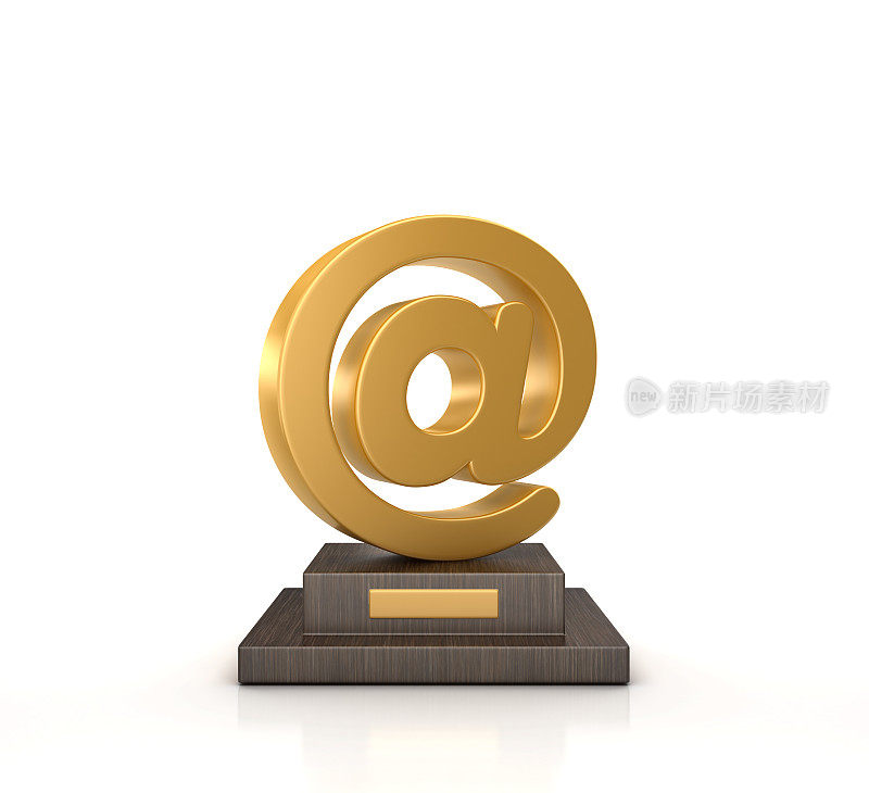奖杯与电子邮件符号- 3D渲染